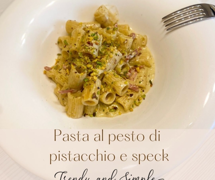 Pasta al pesto di pistacchio e speck senza panna
